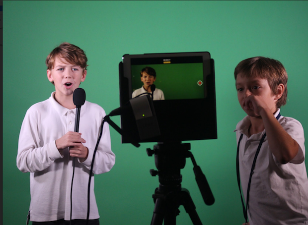6th-graders record an interview in the school's new media lab. Credit: J. Rogers