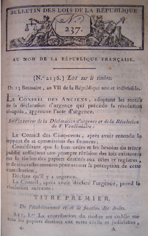 La Loi sur le timbre (1793)