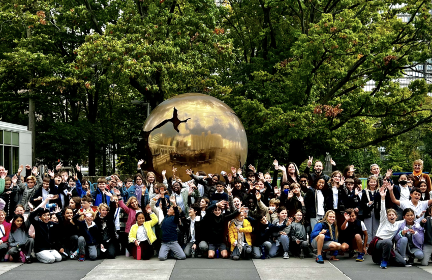 Fifth graders at Lycée Français de New York visited the United Nations during the Day for the Eradication of Extreme Poverty.
